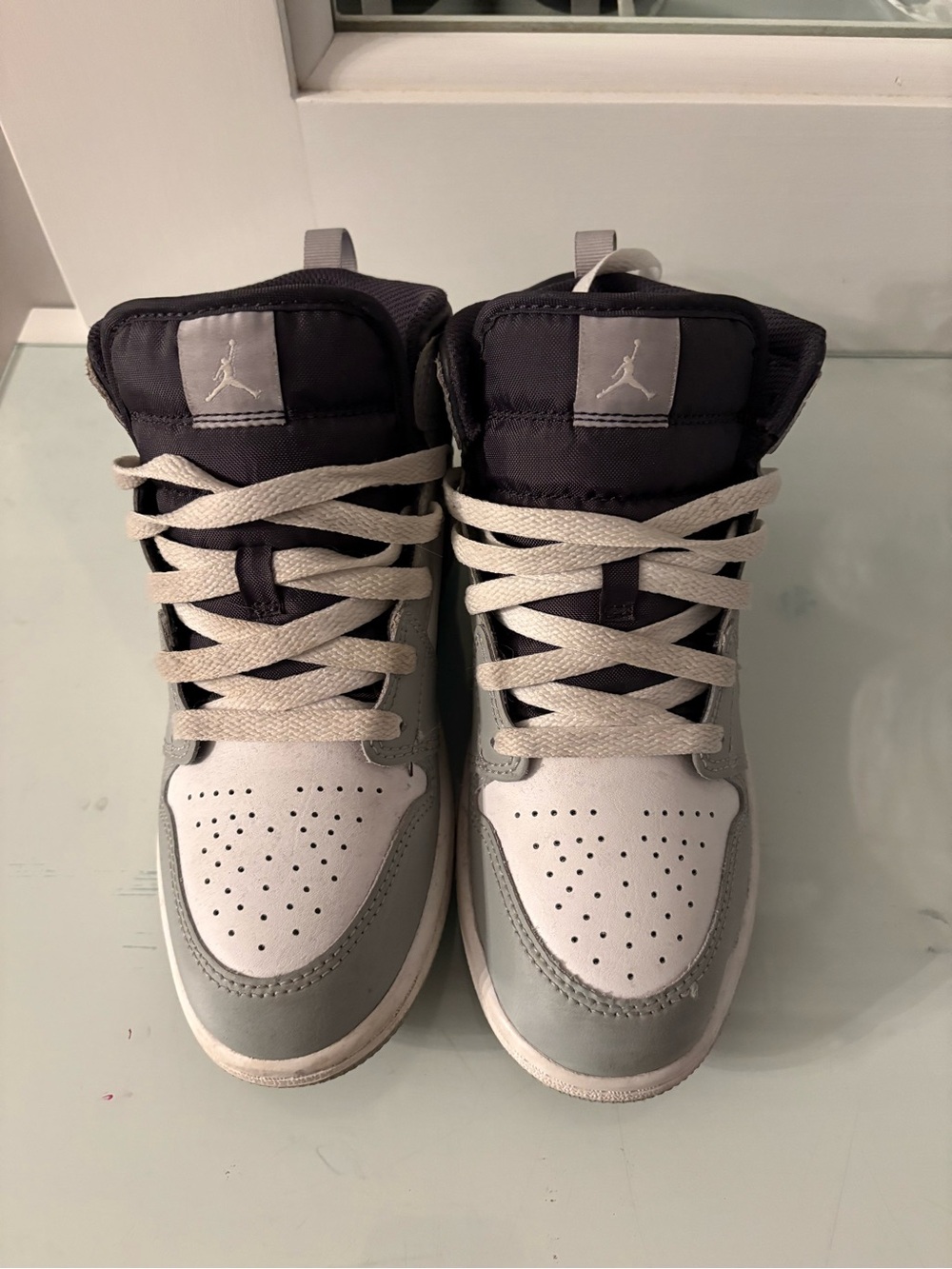 Jordan Kids High-Top Sneakers in Black, White & Gray